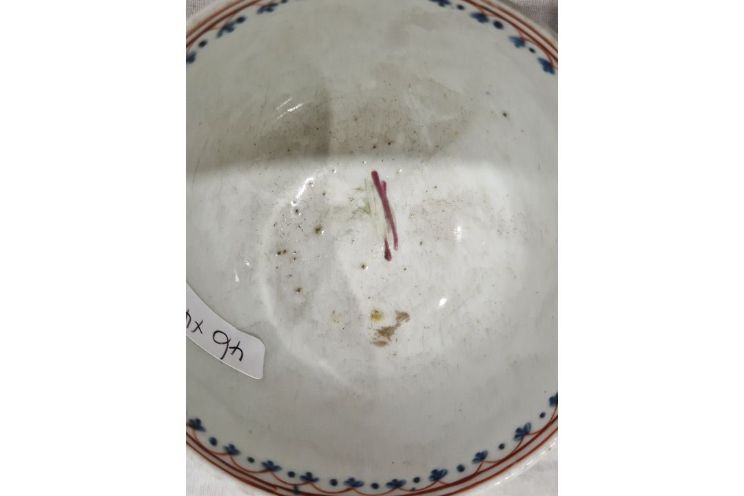Late 18th century creamware two-handled sugar bowl and cover, perhaps Leeds, painted with rose and - Image 21 of 24