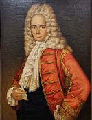 Unattributed Oil on canvas Three-quarter length portrait of a young gentleman in 18th century dress,
