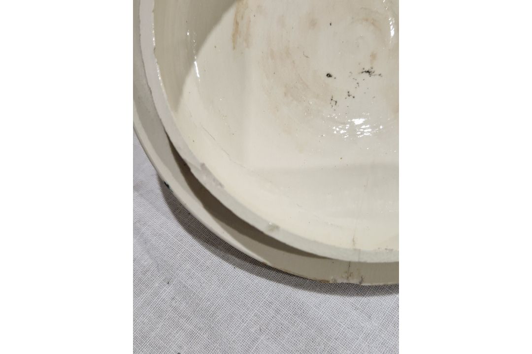 Late 18th century creamware two-handled sugar bowl and cover, perhaps Leeds, painted with rose and - Image 5 of 24