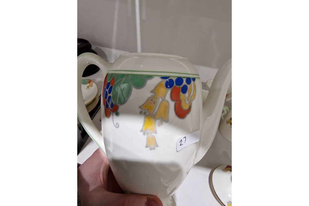 Royal Doulton Art Deco part coffee service, circa 1930s, printed green marks, pattern no. U1536, - Image 3 of 5