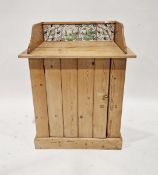 Stripped pine tiled washstand and a dressing table swing mirror, the galleried back mounted with