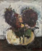 Franz Servais (1904-??) Oil on board Still life vase of flowers, signed lower right, 29cm x 24cm