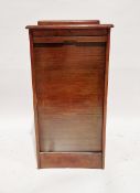 Early 20th century stained tambour fronted cabinet with galleried top, H93cm x W48cm x D40.5cm (no