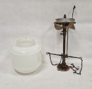 Early 20th century Sugg gilt metal-mounted pendant light, with double chain suspending an opaque