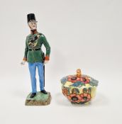 Dresden porcelain figure of a rifleman from the 60th Regiment, circa 1900, printed blue marks,