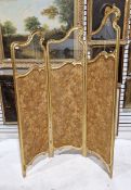 Late 19th/early 20th century French giltwood folding screen, with acanthus rocaille carved