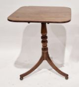 Georgian mahogany tripod occasional table, with rounded rectangular tilt-top above turned baluster
