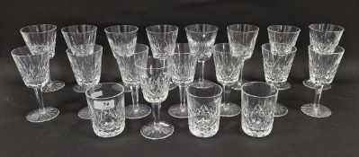 Waterford cut glass part table service, cut with flowerheads, diamonds and leaves, comprising