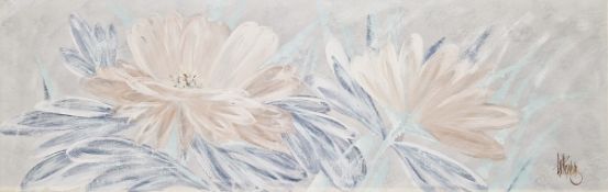 Lee Reynolds Burr (1936-2017) Acrylic on canvas Study of two flowerheads, signed lower right, 59cm x