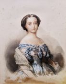 Set of four painted prints after Franz Xavier Winterhalter  Queen Victoria wearing coronet and