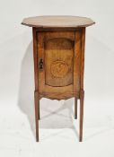 Early 20th century oak Art Nouveau smoker's cabinet/side table with serpentine top, inlaid