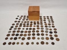 Box of early 20th century British coinage, predominantly 1930's-50's George VI one pennies