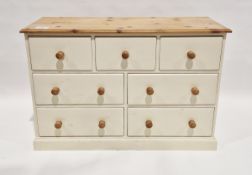 20th century white painted pine chest of drawers, comprising three drawers over a further four