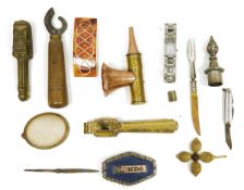 Assorted penknives including mother-of-pearl example and two engine-turned mid-century examples,