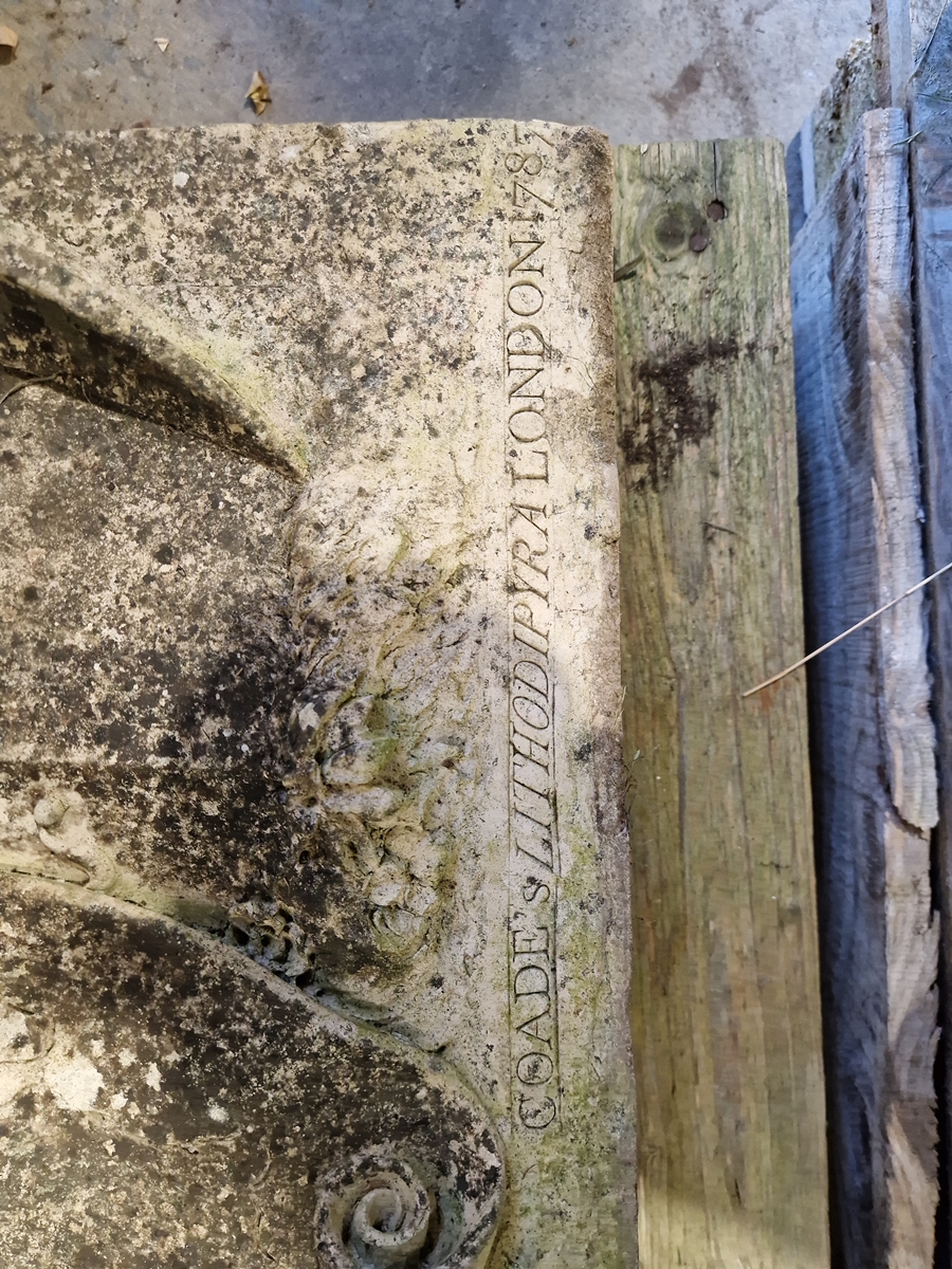 Pair of Coade stone, moulded relief panels, titled “Agriculture” and “Navigation” based on designs - Image 14 of 22