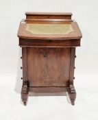 Victorian mahogany davenport decorated throughout with satinwood scrolling motifs, with fitted