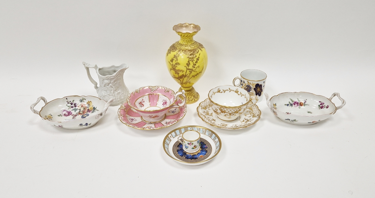 Pair of Royal Crown Derby bone china yellow ground oviform vases and other items of English and