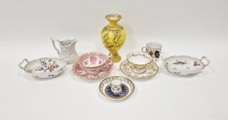 Pair of Royal Crown Derby bone china yellow ground oviform vases and other items of English and