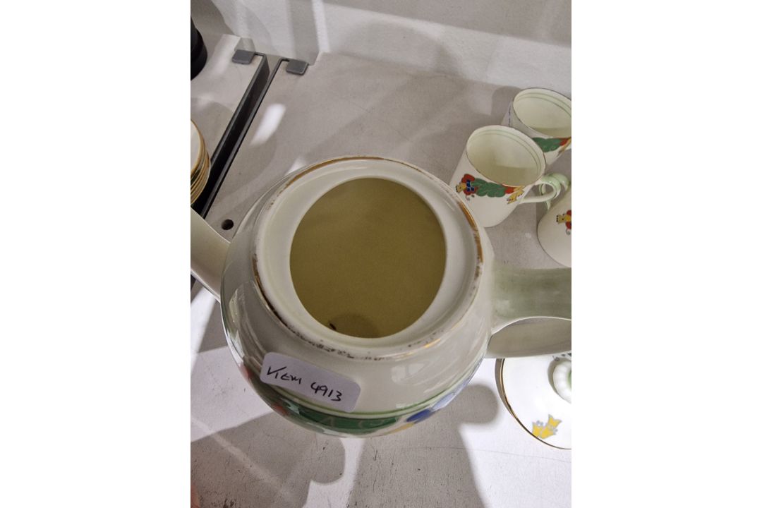 Royal Doulton Art Deco part coffee service, circa 1930s, printed green marks, pattern no. U1536, - Image 4 of 5