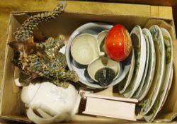 Various models of cats, ceramic, wooden, resin, etc, a model of a dragon 'Yare Designs, decorative