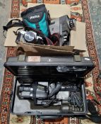 Various cameras and lenses to include and AGEA Rondinox, Polaroid 600, Praktika LTL, Elmo 8mm