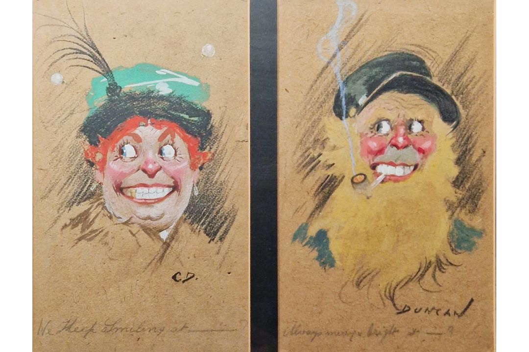 Cowan Duncan (20th century) Watercolour and gouache Six humorous character studies/portraits, - Image 3 of 5