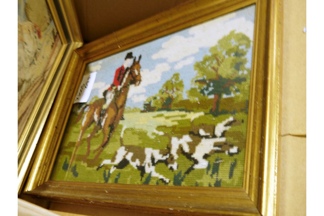Assorted framed modern tapestries, a picture frame, various framed prints, a watercolour of a rustic - Image 7 of 9