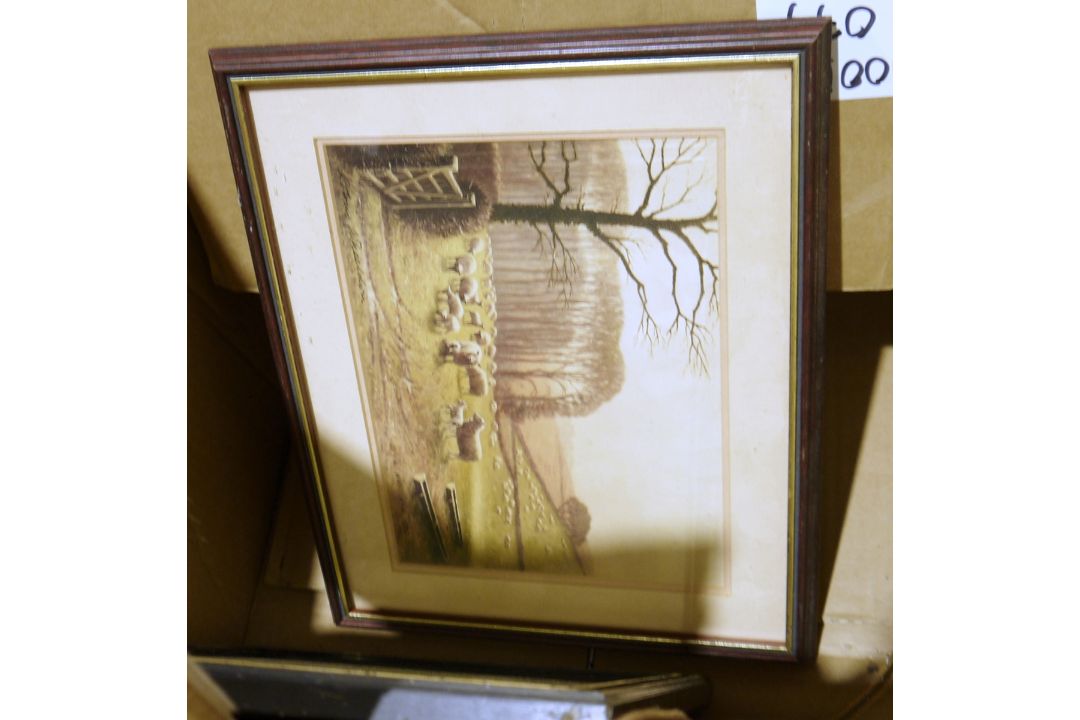 Assorted framed modern tapestries, a picture frame, various framed prints, a watercolour of a rustic - Image 4 of 9