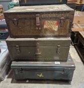 Three vintage tin trunks (3)