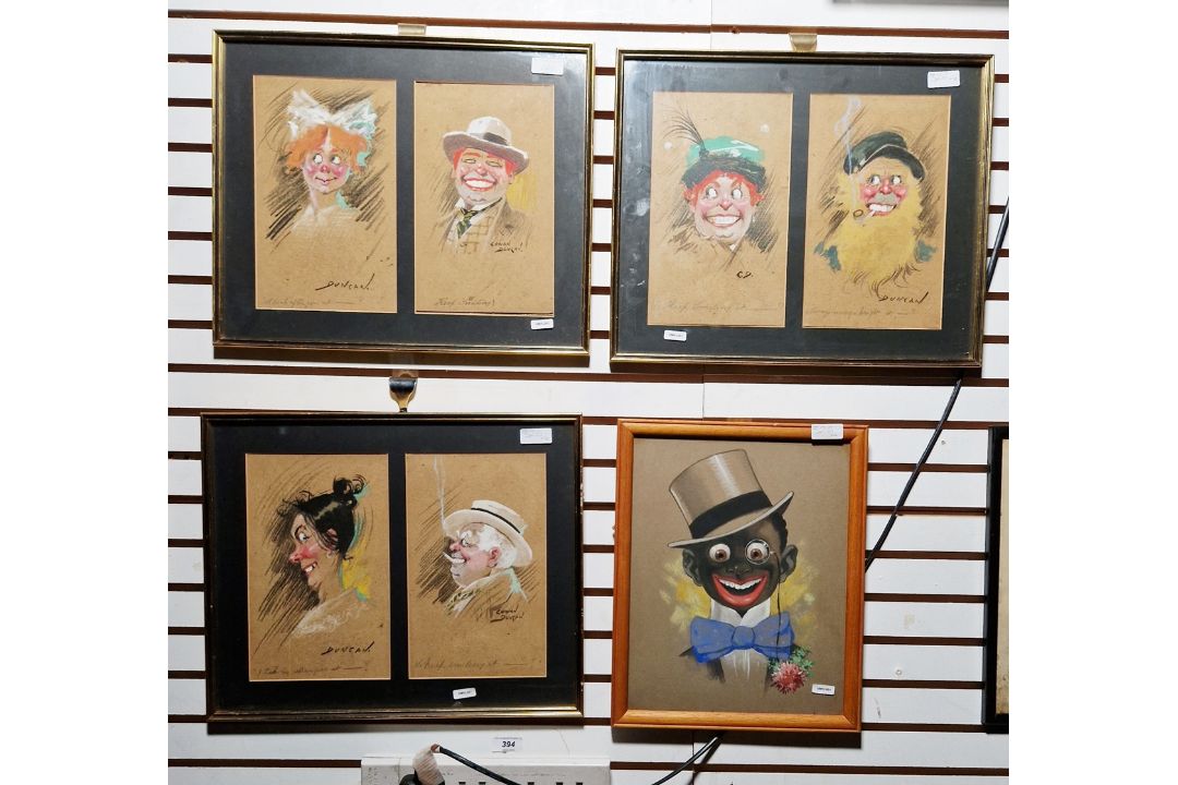 Cowan Duncan (20th century) Watercolour and gouache Six humorous character studies/portraits, - Image 5 of 5