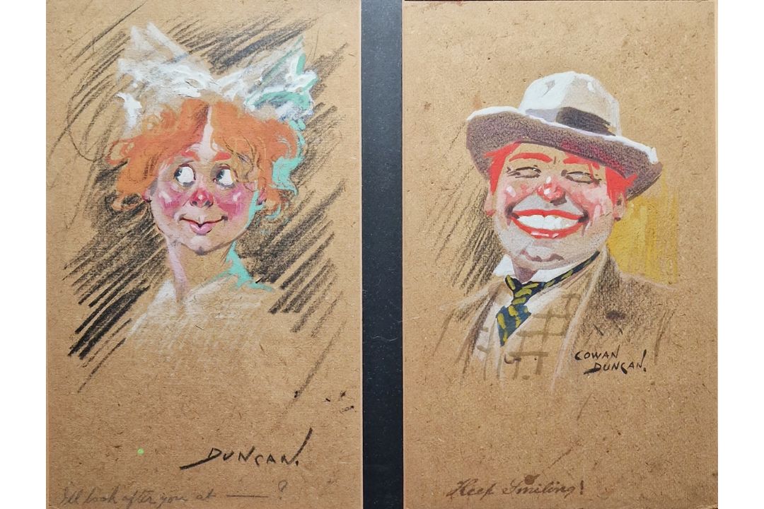 Cowan Duncan (20th century) Watercolour and gouache Six humorous character studies/portraits, - Image 1 of 5