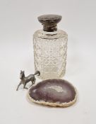 Edwardian silver-mounted scent bottle having circular flattened stopper to the cylindrical cut body,
