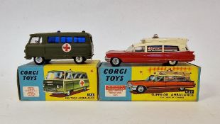 Two boxed Corgi Toys to include 437 Superior ambulance on Cadillac chassis together with 354