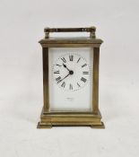 Victorian/Edwardian five-glass brass cased carriage clock, the white enamel dial marked 'Spittall,
