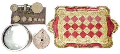 Early 20th century large white-metal mounted entomological magnifying lens of cylindrical form, with