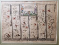 John Ogilby (Scottish 1600-1676) Hand coloured engraving 