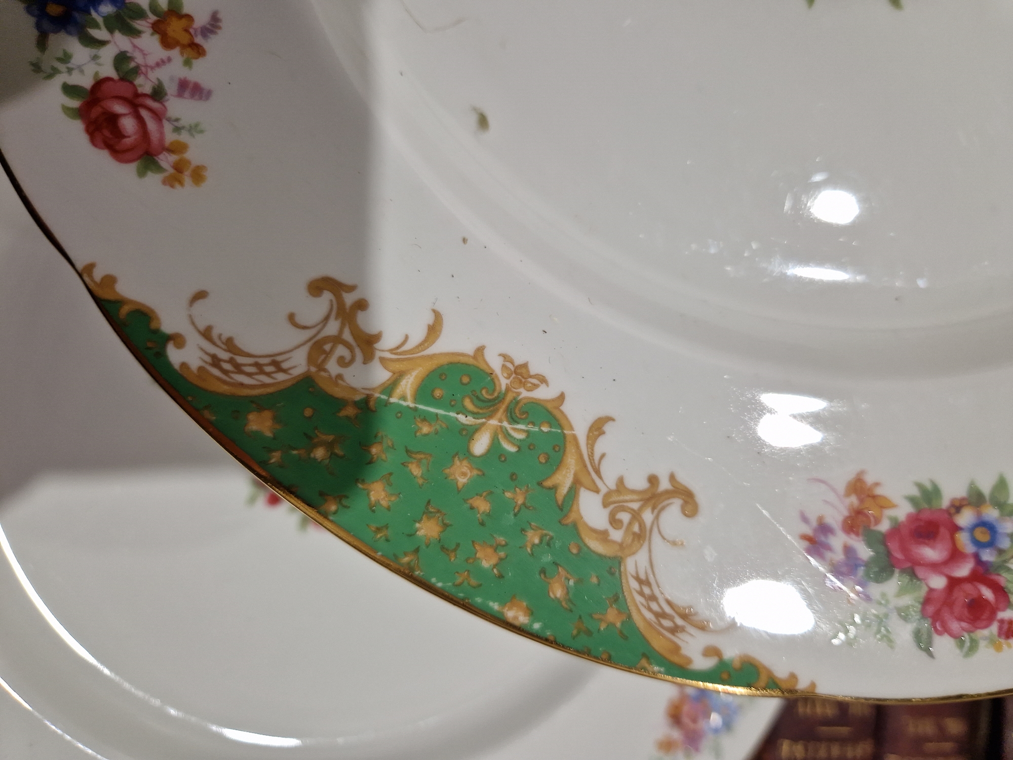 Paragon bone china Rockingham Green pattern part dinner service, printed black marks, comprising a - Image 11 of 14