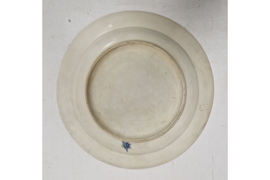 Late 19th century Continental porcelain charger, impressed G/3 mark, painted with Ganymede - Image 2 of 2