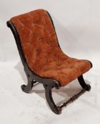 A Victorian mahogany button-backed upholstered child's slipper chair, measuring approx 64 cm high