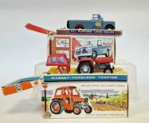 Two boxed Britains farming diecast models to include 135 Massey Ferguson tractor and 9676 Land Rover