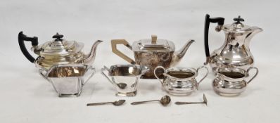 Child's silver spoon and push, Birmingham assay cased, Art Deco style silver plated three-piece