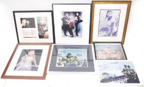 Collection of autographed prints and photos including: Lou Ferrigno (the Hulk), Christina