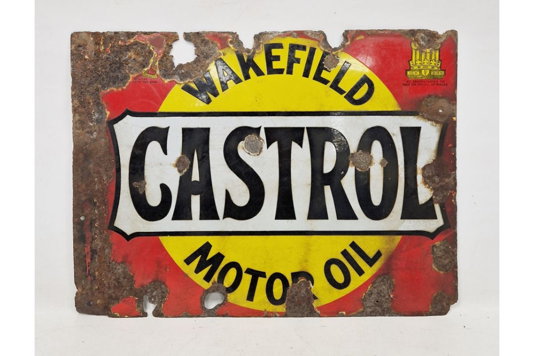Vintage Wakefield Castrol Motor Oil double-sided enamelled advertising sign, of rectangular form, - Image 2 of 2