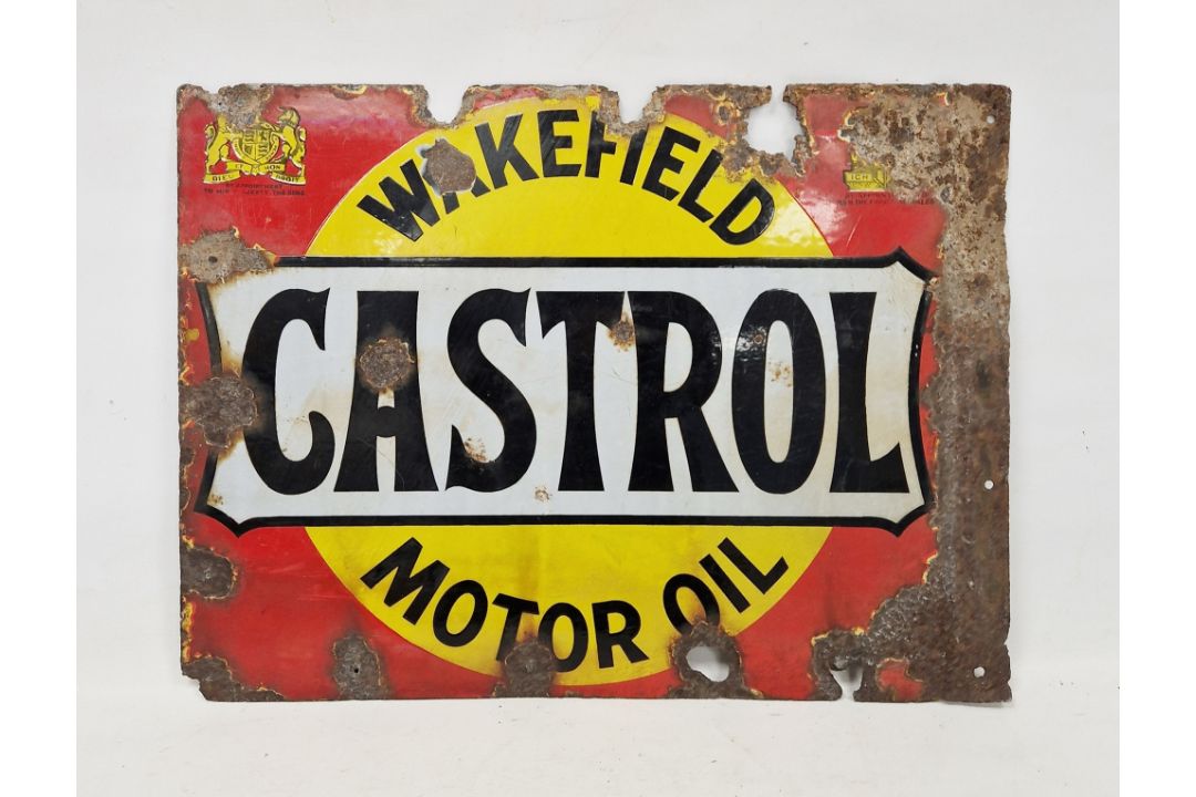 Vintage Wakefield Castrol Motor Oil double-sided enamelled advertising sign, of rectangular form, - Image 1 of 2
