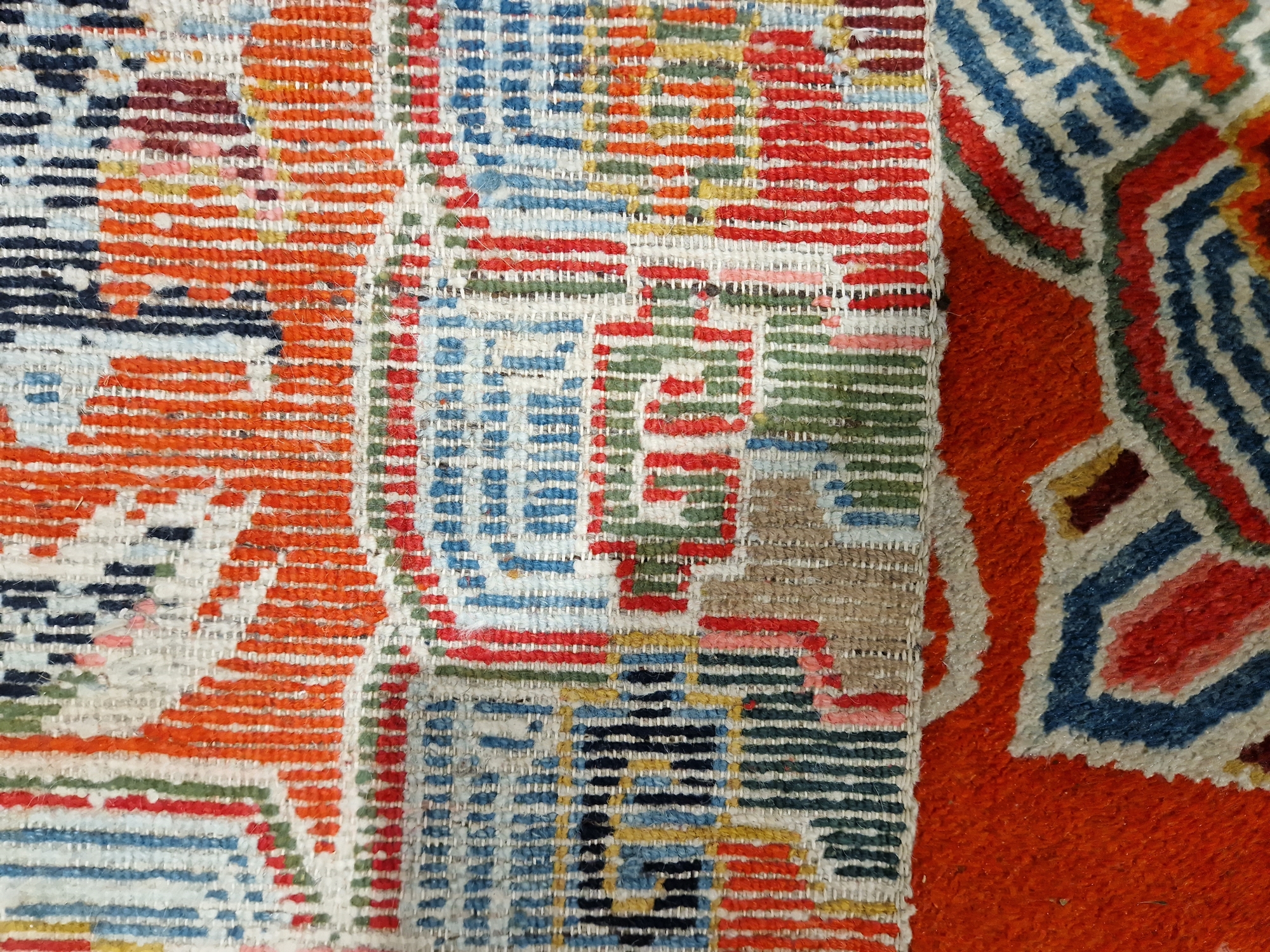 Pair of Chinese style rugs, possibly Tibetan, the central panel with two dragons chasing flaming - Image 86 of 88