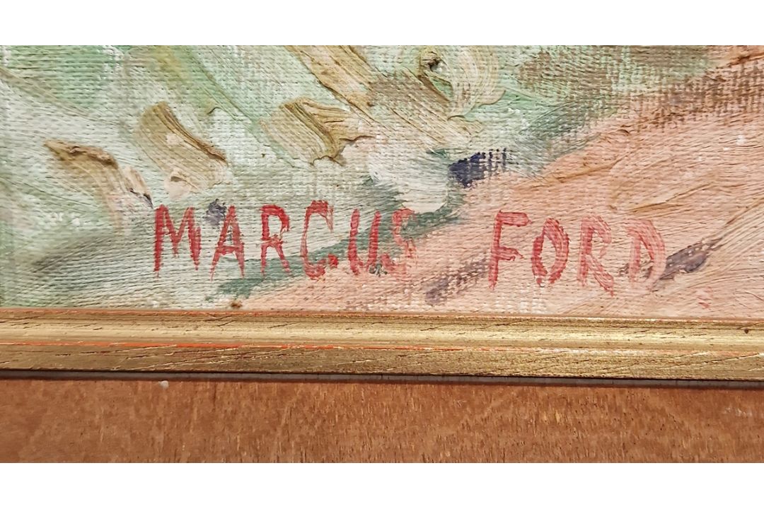 Marcus Ford  Oil on canvas "Folkton - Yorks", street scene, signed and titled verso, 49.5cm x - Image 3 of 18