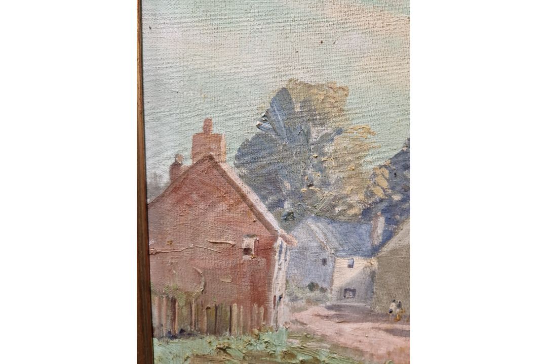 Marcus Ford  Oil on canvas "Folkton - Yorks", street scene, signed and titled verso, 49.5cm x - Image 5 of 18