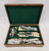 Quantity Mappin & Webb silver table flatware with stylish angular handles and other flatware in