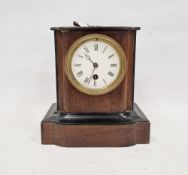 Edwardian stained and ebonised cased mantel clock of rectangular form, 21cm