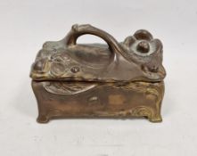 20th century Art Nouveau bronzed trinket box of rectangular form, decorated throughout with